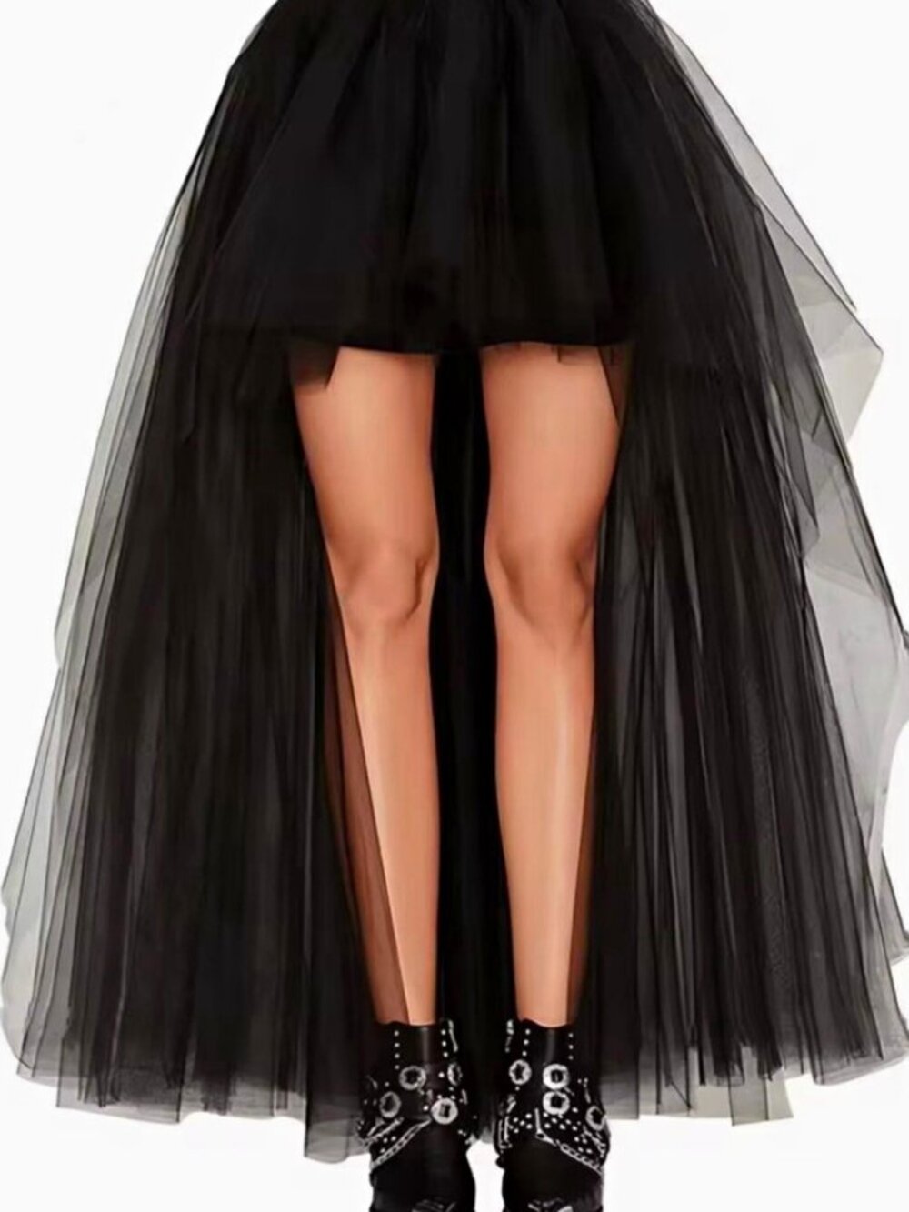 Spooktacular Creations~ Gothic - Steampunk -Witchy Black -High Low-Tulle Skirt